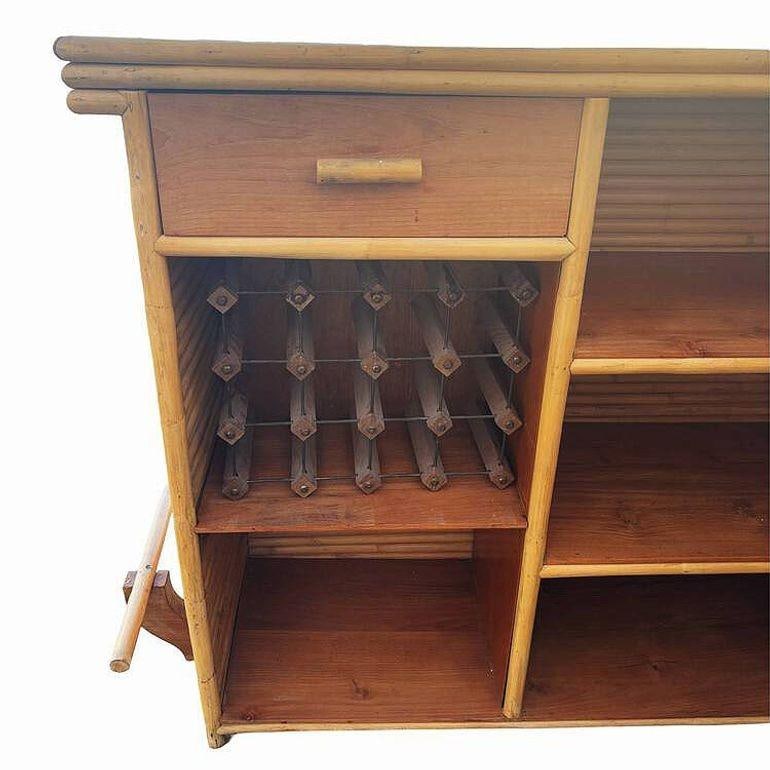 Mid-century James Mount Style Stacked Rattan Corner Bar w/ Asian Xie Shan Roof - 14