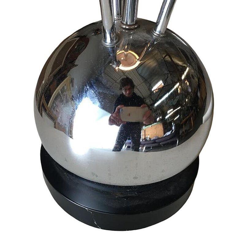 1970s Space Age Chrome Ball Table Lamp W/ Fours Lights, Attributed to Torino - 12