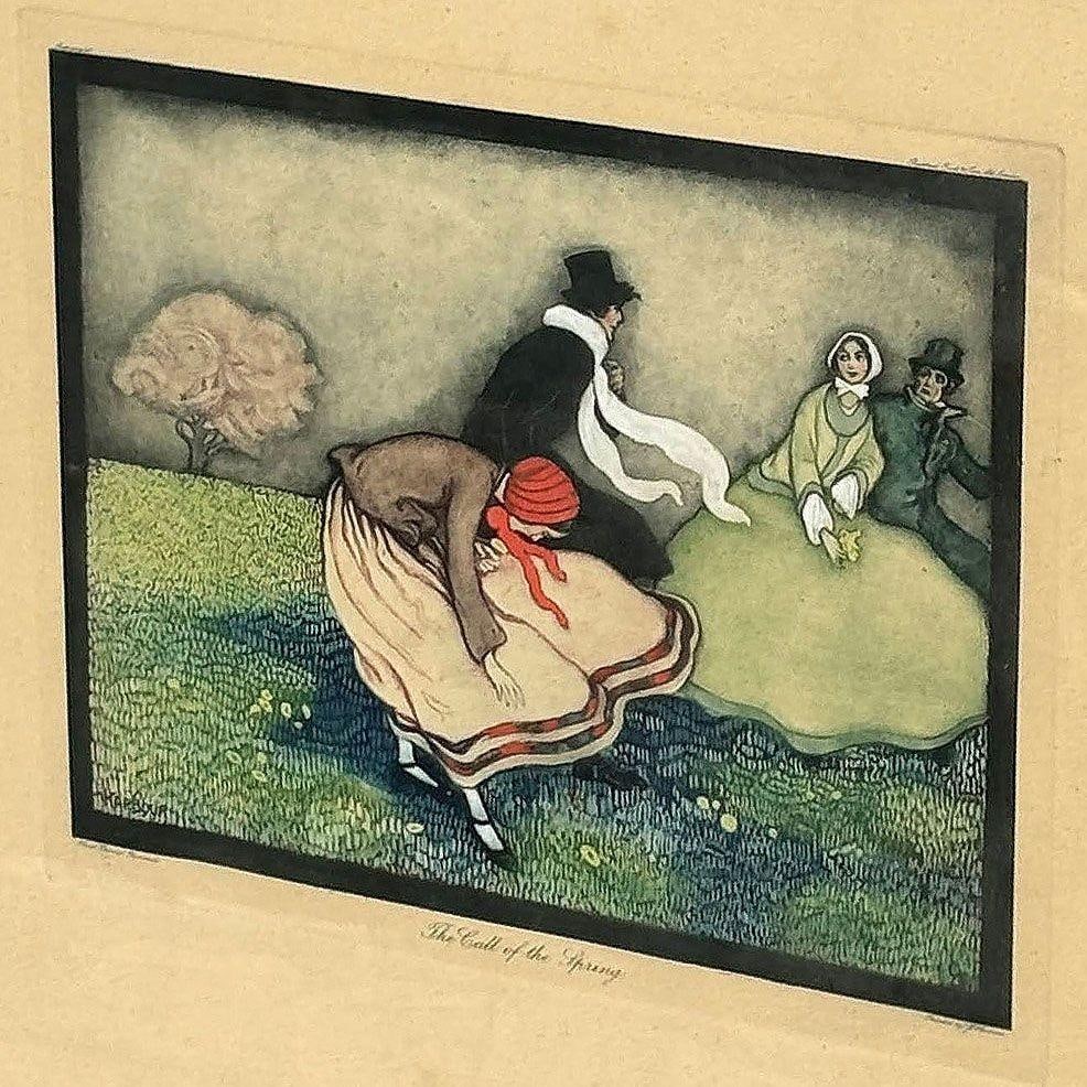 Framed "The Call of the Spring" Watercolor Scenic Lithograph by Jennie Harbour - 19