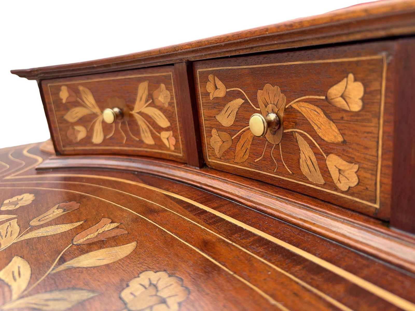 Late Victorian Dutch Marquetry Writing Desk w/ Inlaid Table Top - 12