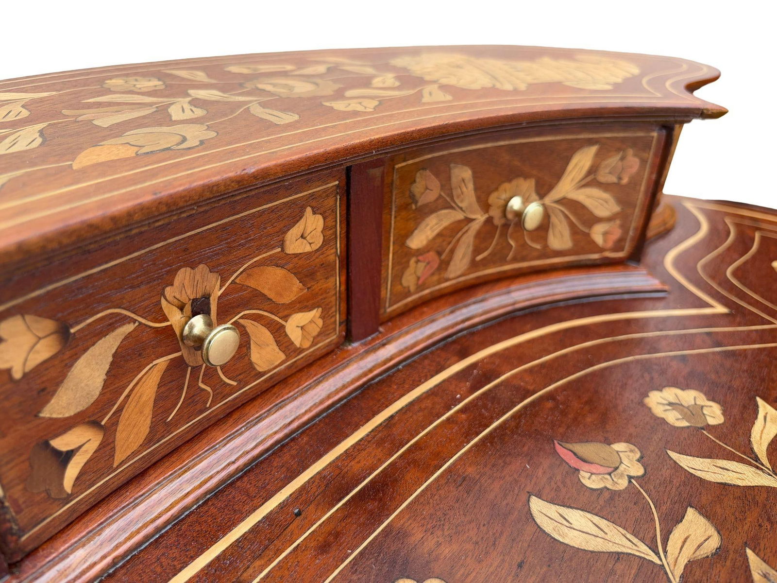 Late Victorian Dutch Marquetry Writing Desk w/ Inlaid Table Top - 13