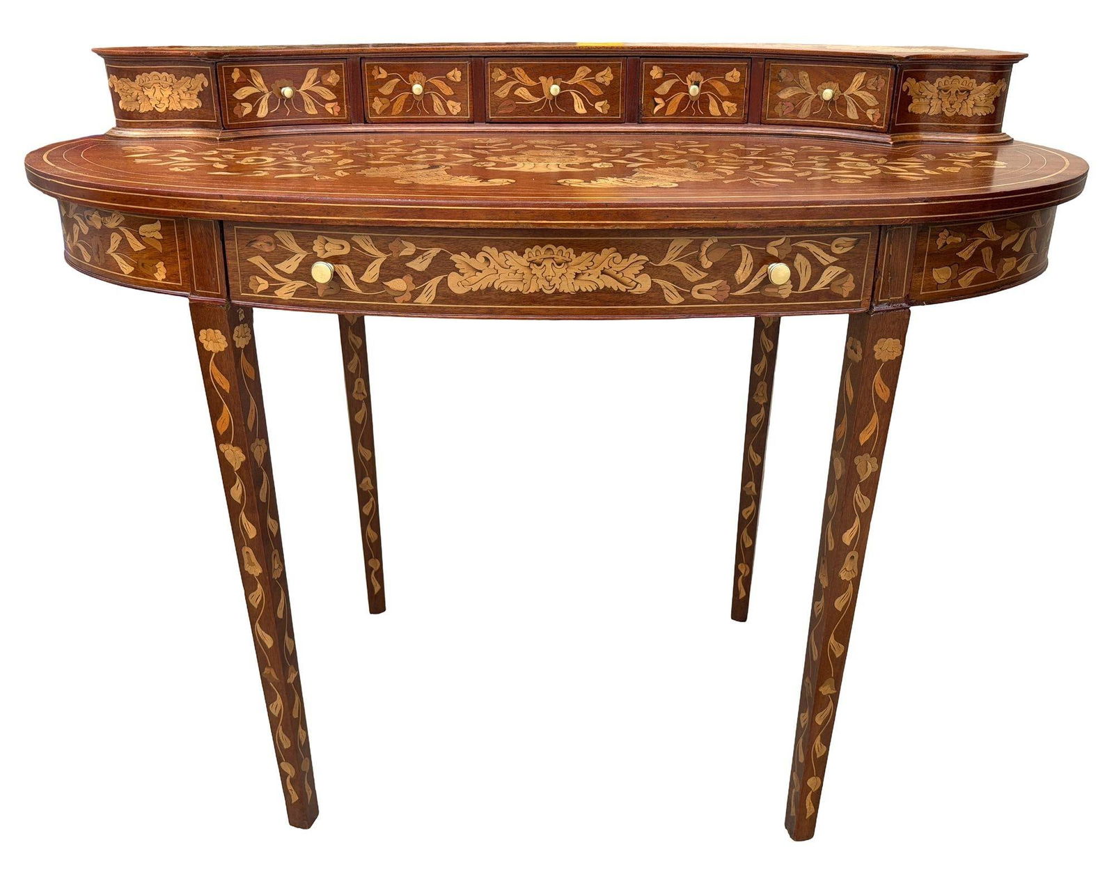 Late Victorian Dutch Marquetry Writing Desk w/ Inlaid Table Top - 8