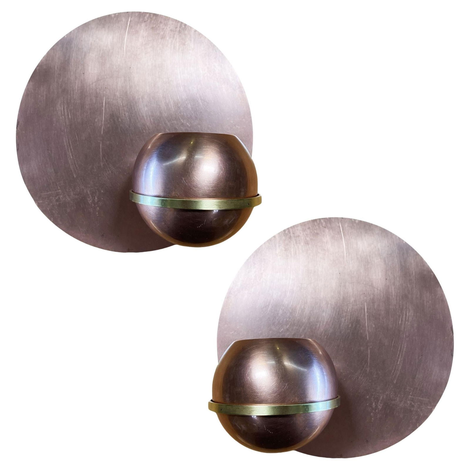 Rare Copper and Brass Art Deco Wall Planter Set of two by Chase Brass - 2