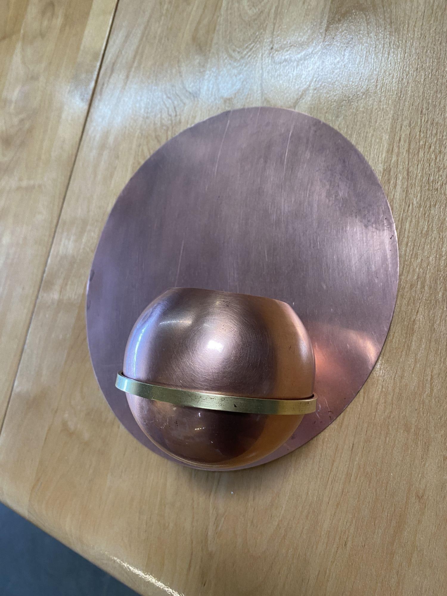 Rare Copper and Brass Art Deco Wall Planter Set of two by Chase Brass - 5