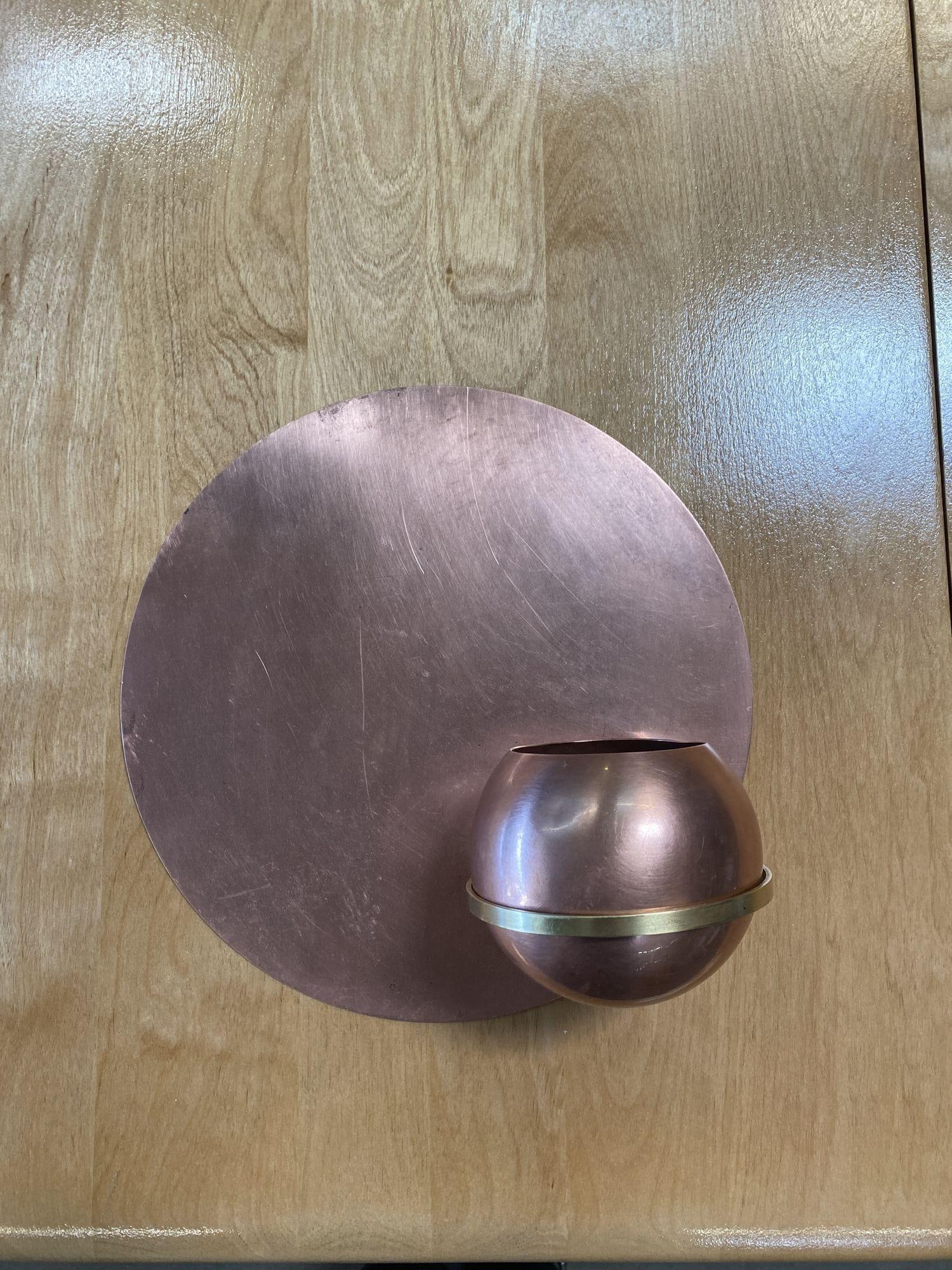 Rare Copper and Brass Art Deco Wall Planter Set of two by Chase Brass - 6