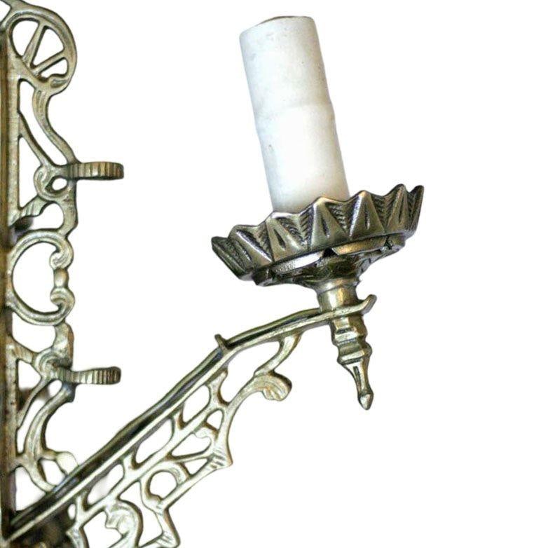 Art Deco Slat Glass Brass Dining Room Chandelier w/ Geometric Details - 5