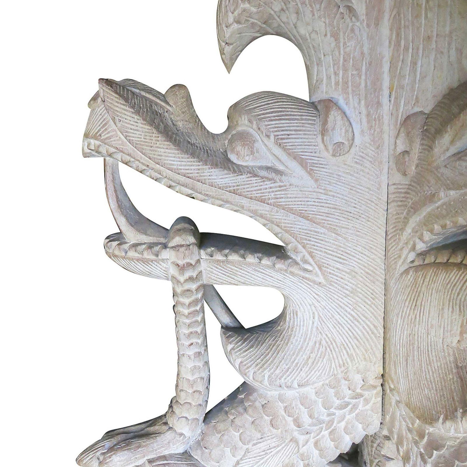 Large Hand Carved Burmese Dragon Pedestal Planter - 12