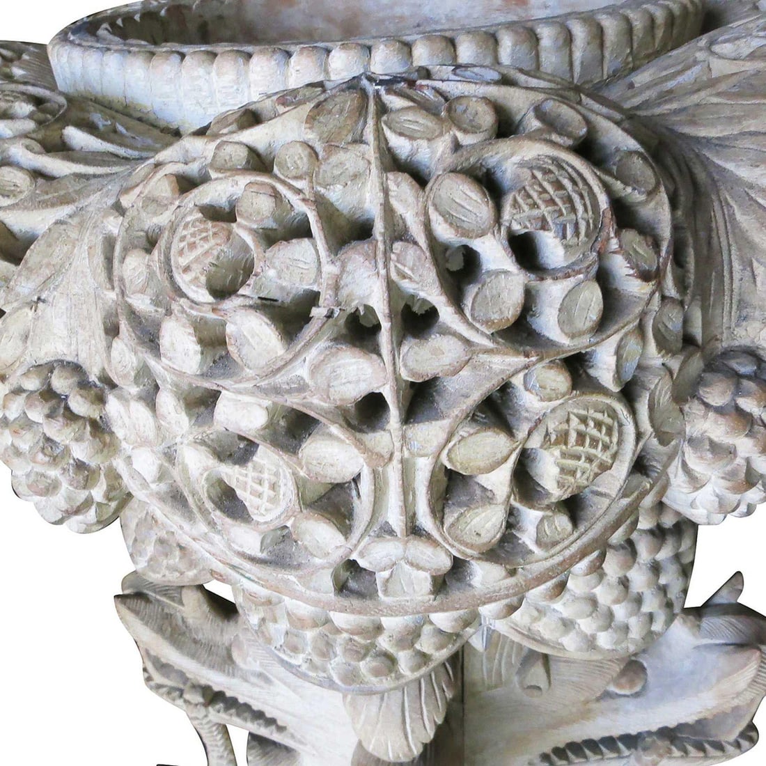 Large Hand Carved Burmese Dragon Pedestal Planter - 20