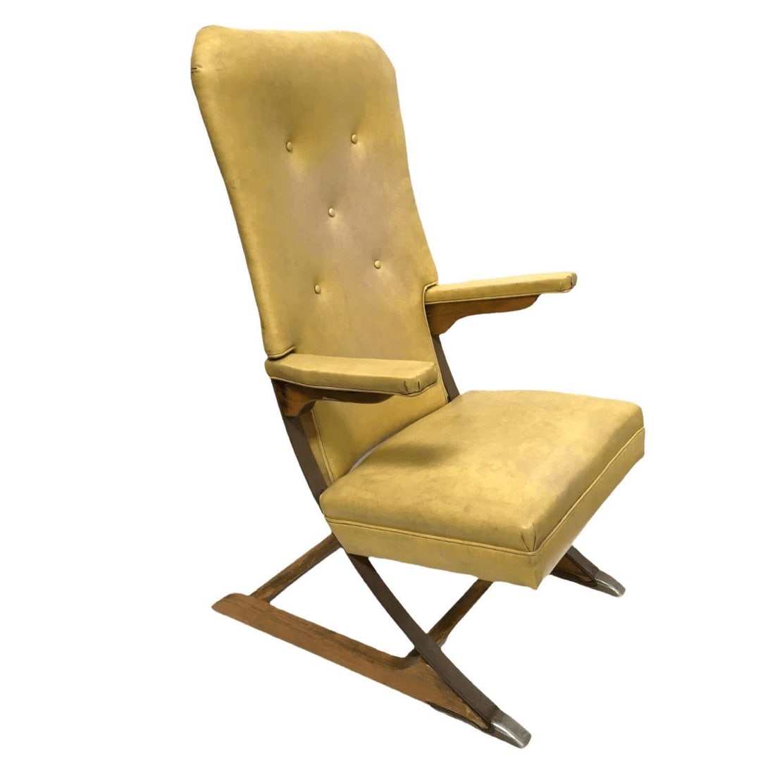 Vintage Rock-a-Chair Cantilever Rocker Chair in Harvest Gold Vinyl - 11