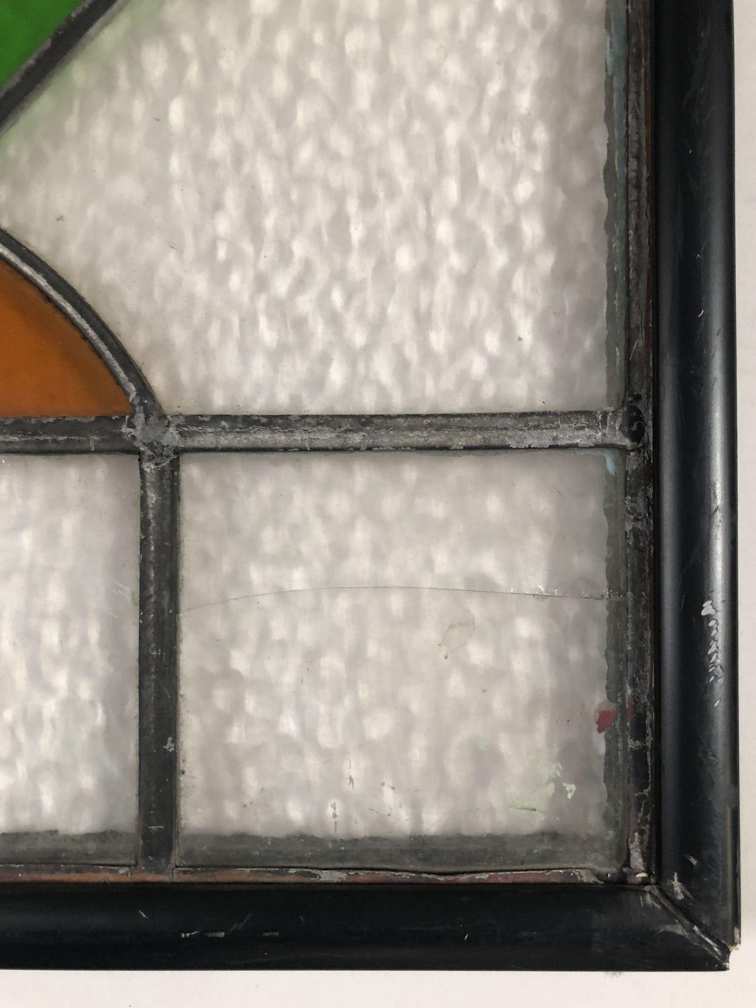 Geometric Art Deco Stained Glass Wall Art W/ Wood Frame - 5