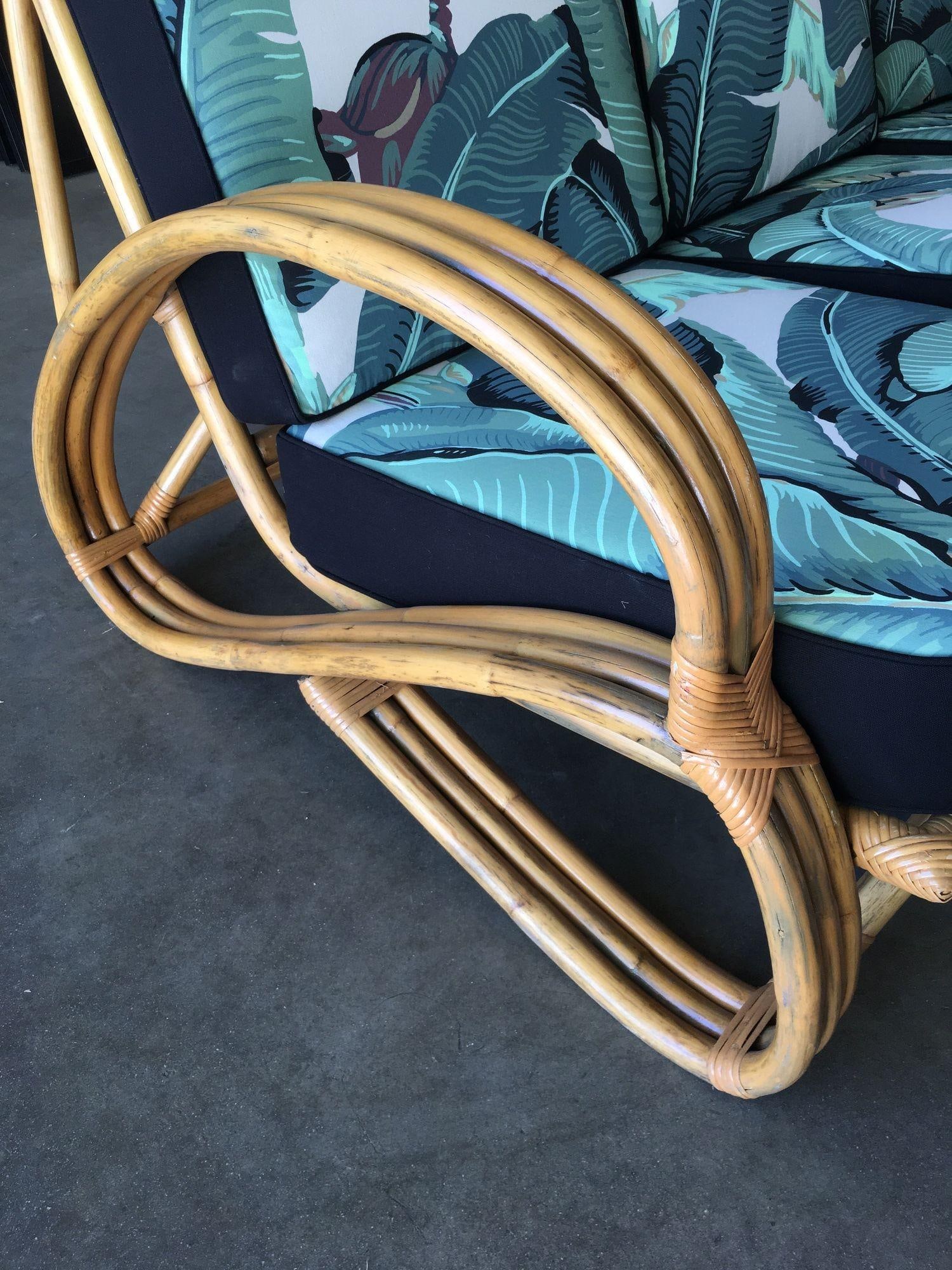 Ficks Reed Restored Three-Strand "S-Arm" Rattan Sofa & Lounge Living Room Set - 6