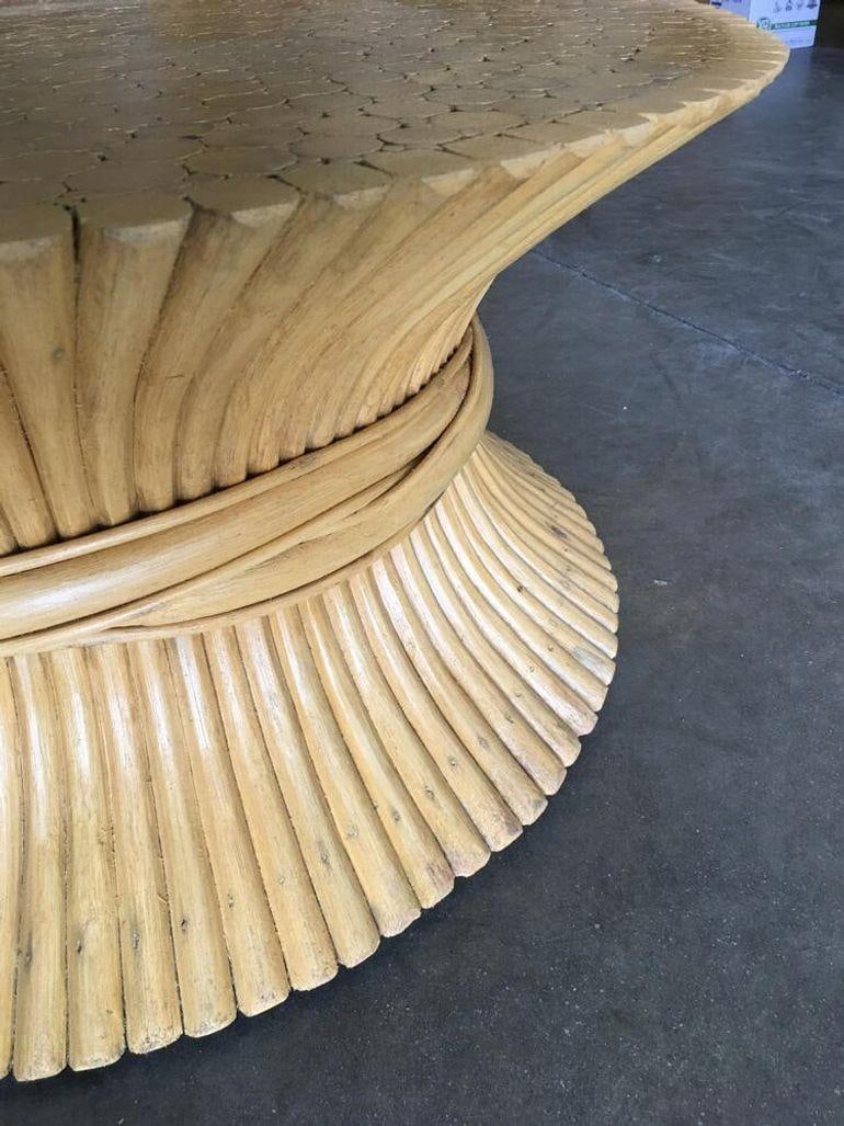 Restored Mcguire Corseted Hour Glass Rattan Coffee Table and Side Tables Set - 2