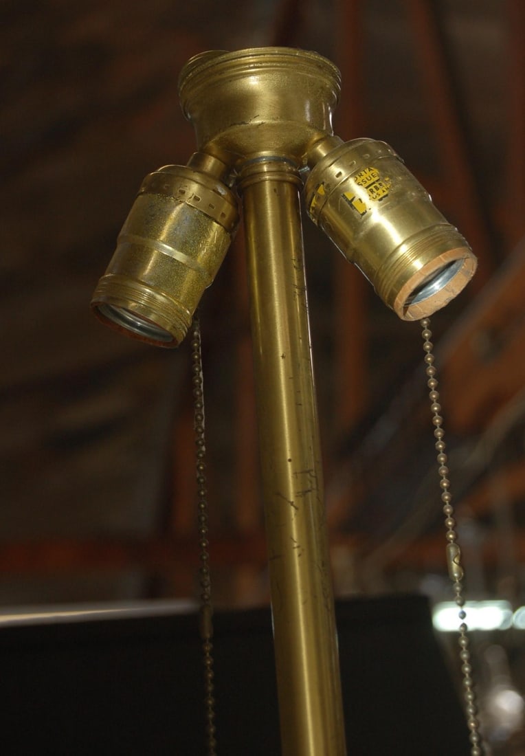 Italian Pink Metalic Swirled Murano Glass Table Lamp on Gold Wood Base - 15