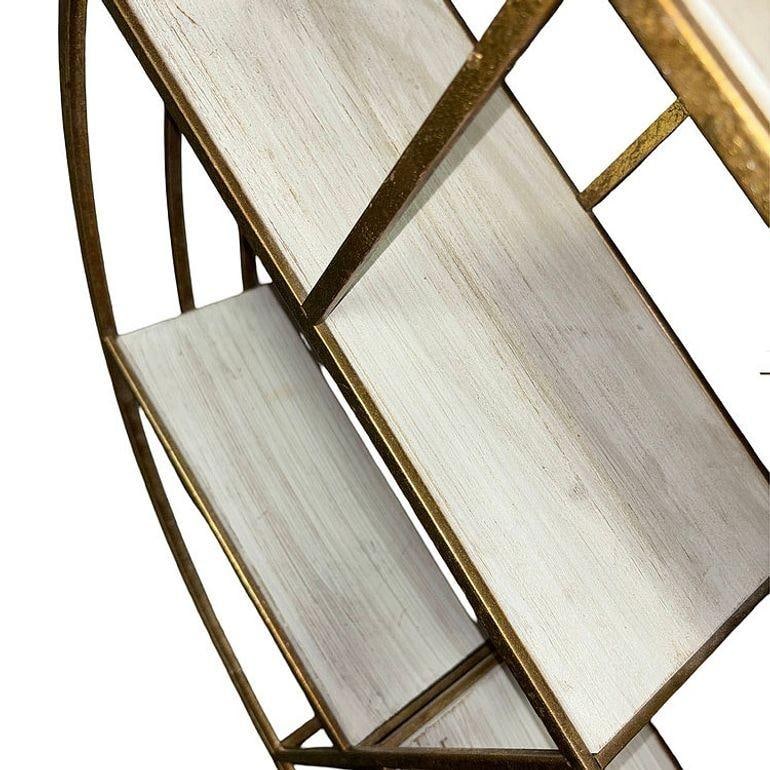 Mid-century Style 4-Tier Round Brass Colored Wall Hanging Shelf - 6