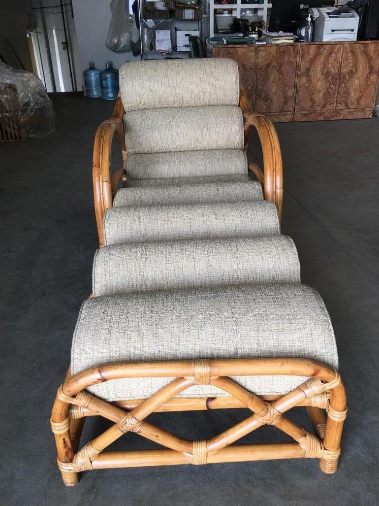 Restored Two-Strand "1940s Transition" Rattan Chaise Lounge - 19