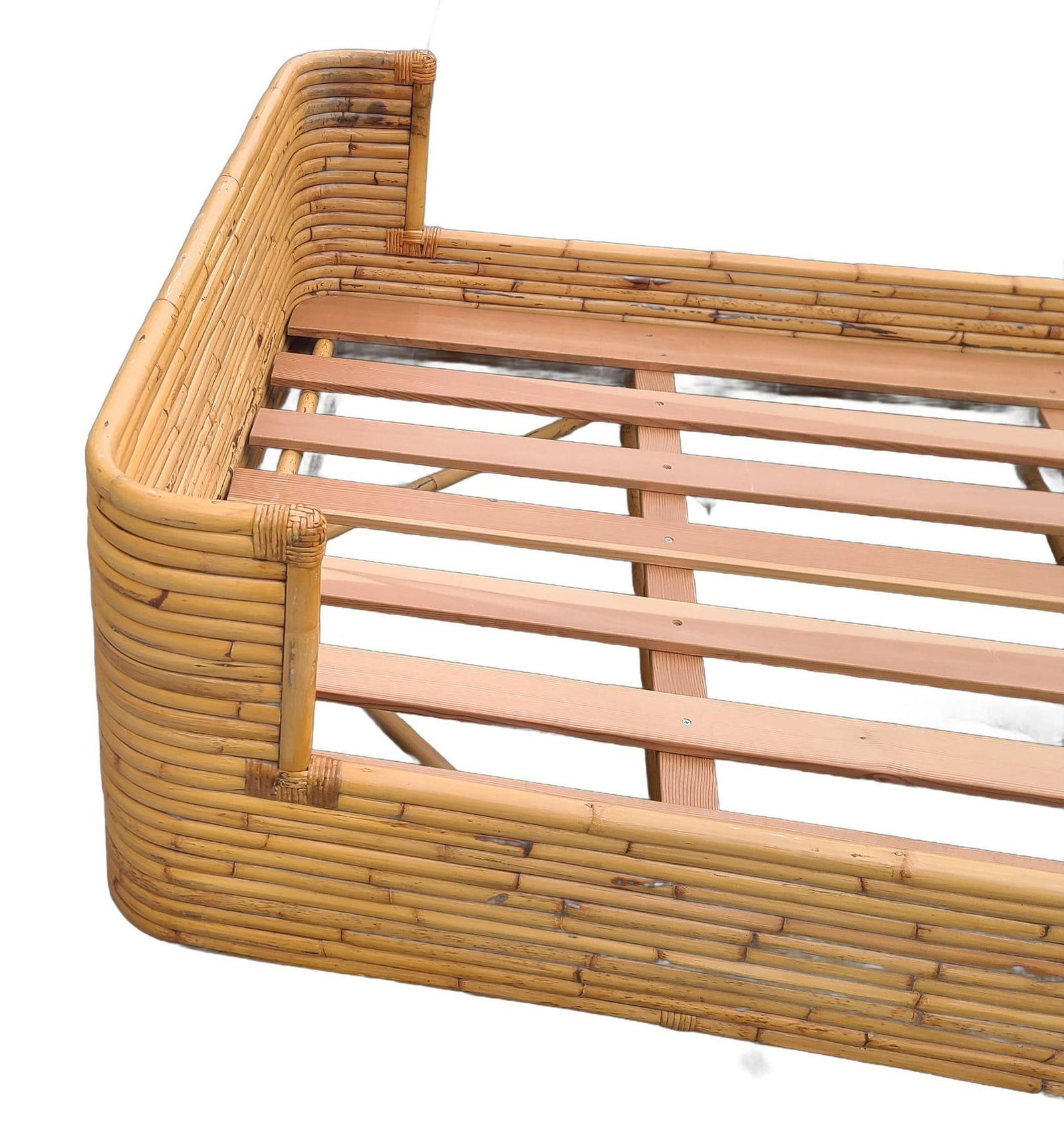 Vintage Full Size Stacked Rattan Bed-Frame by Seven Seas - 10