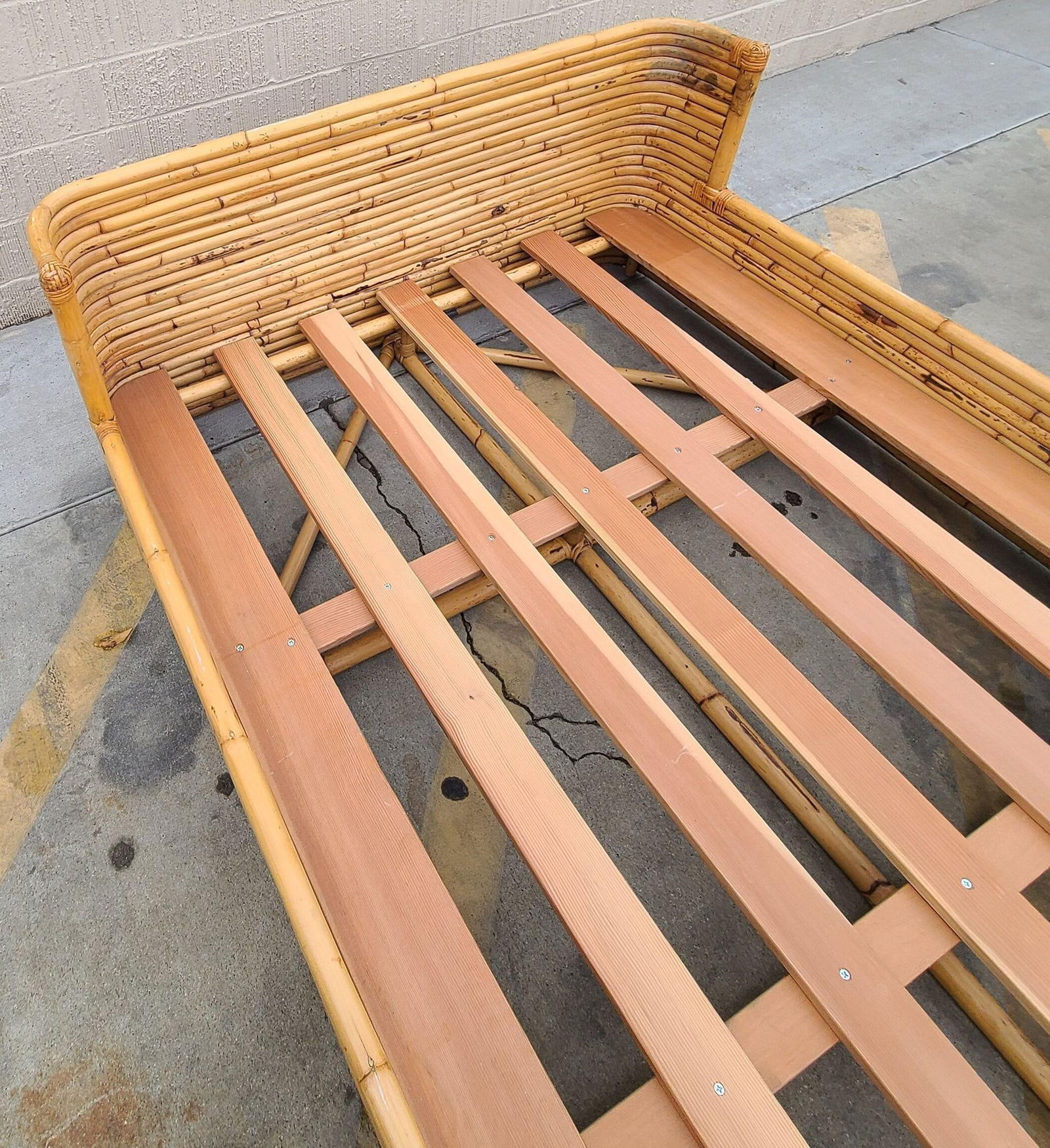 Vintage Full Size Stacked Rattan Bed-Frame by Seven Seas - 14