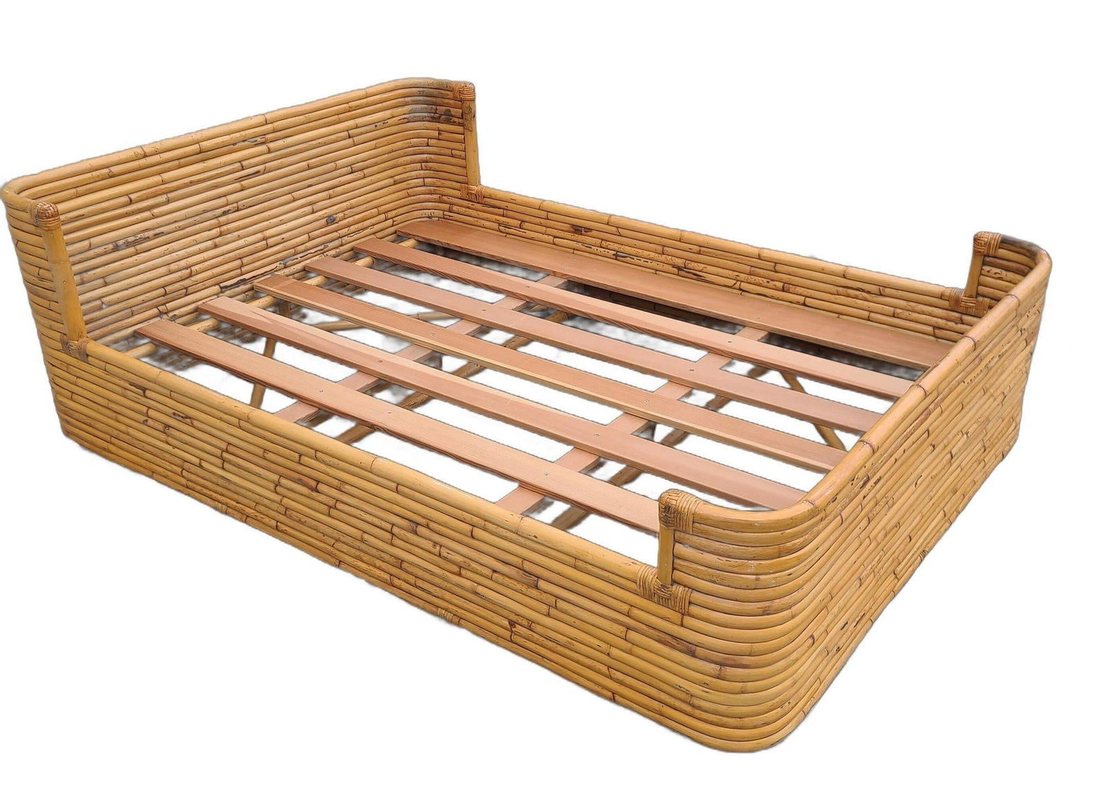 Vintage Full Size Stacked Rattan Bed-Frame by Seven Seas - 9