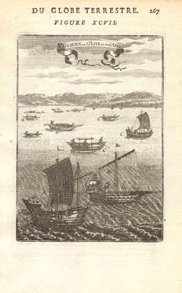 ASIA/AFRICA BOATS. A China B India C Almadia canoe D Tome E Palegua logboat 1683 (1 of 1)