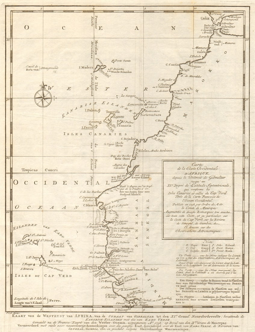 Côte Occidentale d’Afrique…' NW Africa Madeira Canaries. BELLIN/SCHLEY 1747 map (1 of 1)