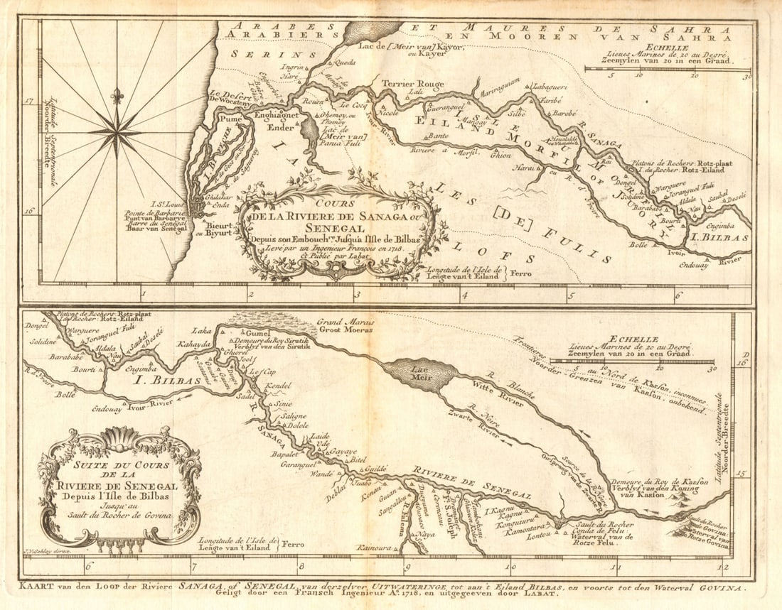Cours de la Rivière de Sanaga ou Sénégal'. Senegal River BELLIN/SCHLEY 1747 map (1 of 1)