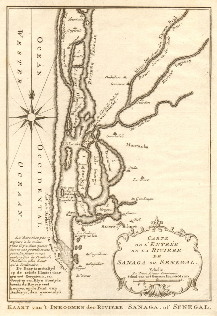 Carte de I'Entrée de la Rivière de Sanaga ou Senegal'. BELLIN/SCHLEY 1747 map (1 of 1)