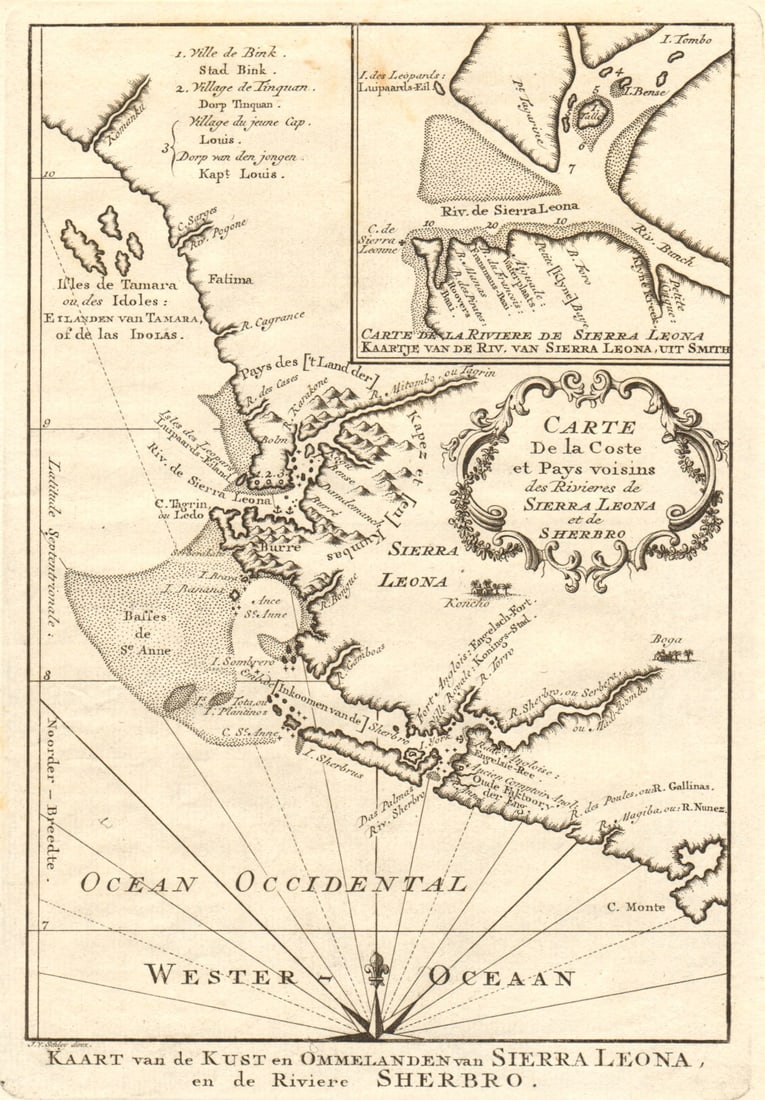 Coste… des Rivières de Sierra-Léona & Scherbro'. S Leone BELLIN/SCHLEY 1747 map (1 of 1)