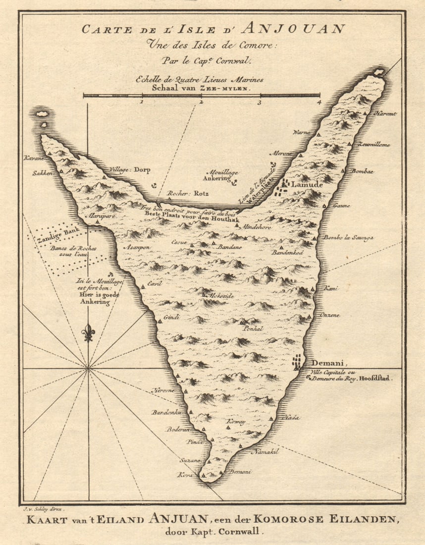 L’lsle d’Anjouan, une des lsles de Comorre'. Comoros. BELLIN/SCHLEY 1748 map (1 of 1)