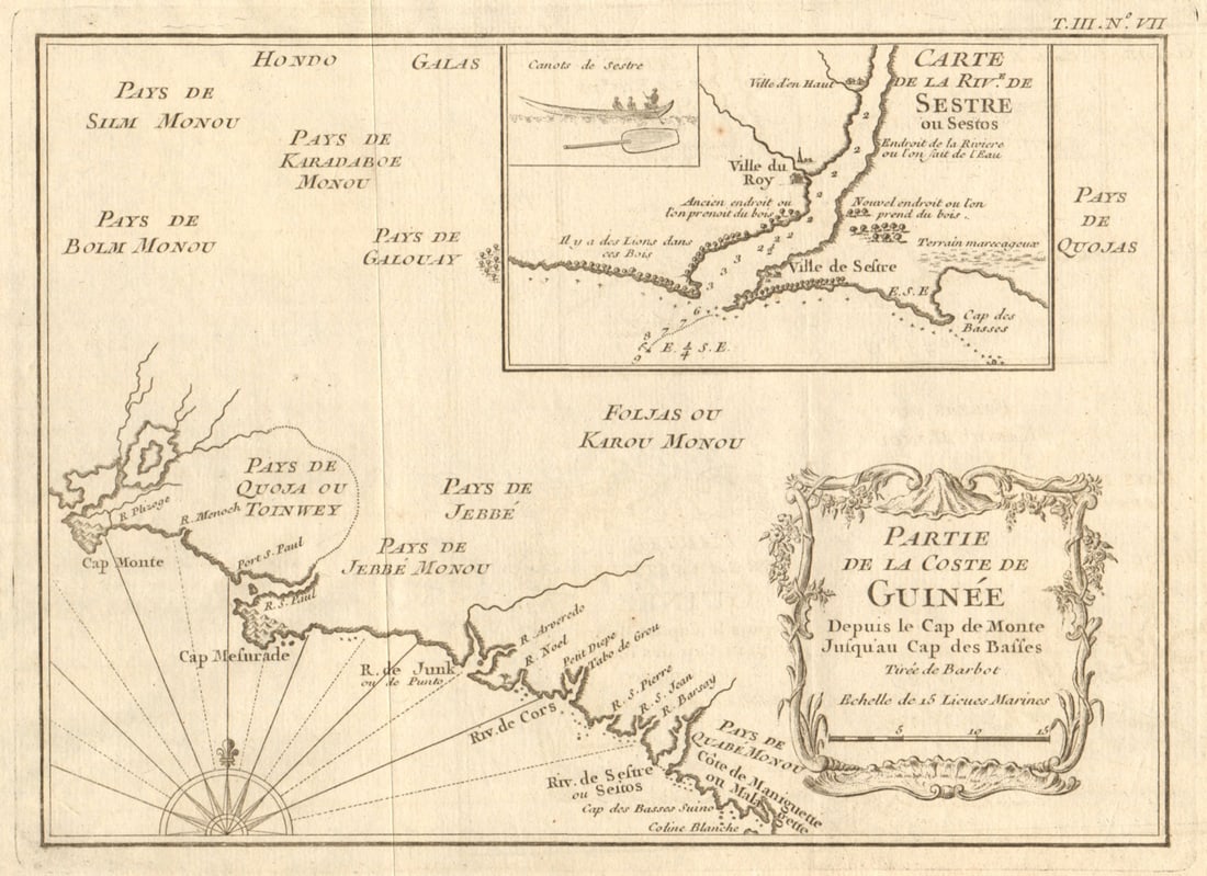 Partie de la Coste de Guinée…' Liberia. Monrovia. Cestos River. BELLIN 1747 map (1 of 1)