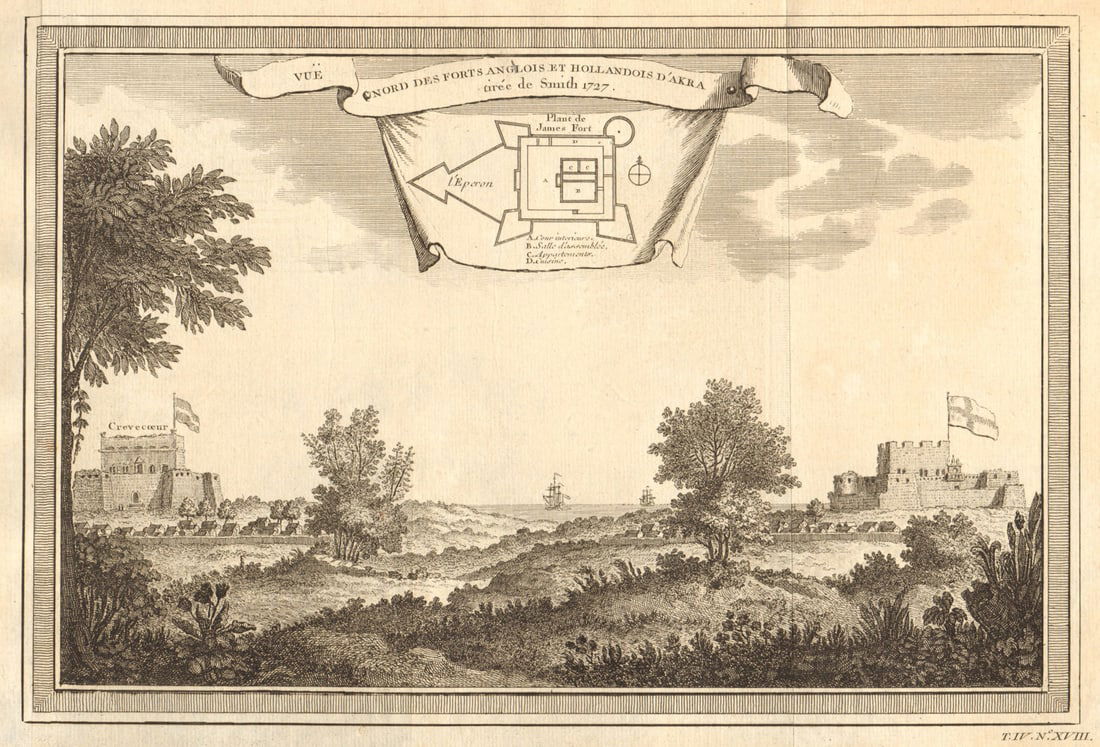 English Fort James & Dutch Ussher Fort (Crèvecouer), Accra Ghana Gold Coast 1747 (1 of 1)