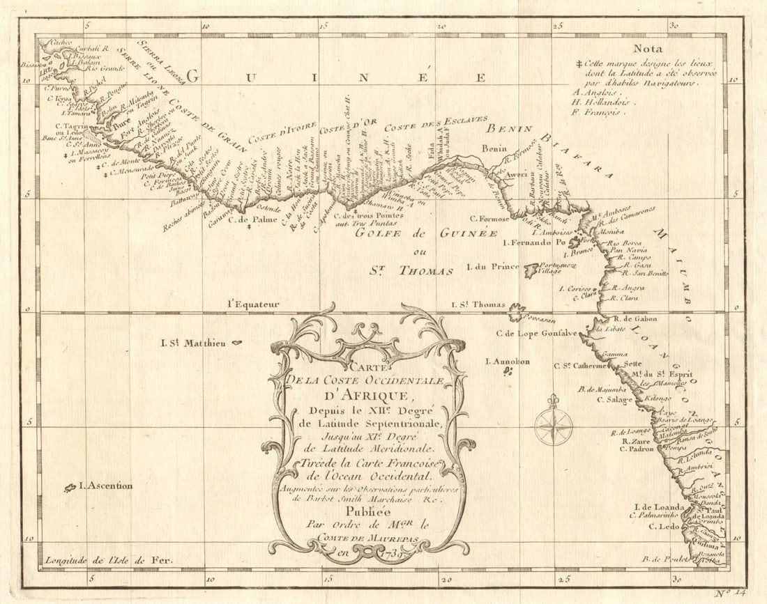 Coste Occidentale d’Afrique…' West Africa. Gulf of Guinea. BELLIN 1746 map (1 of 1)