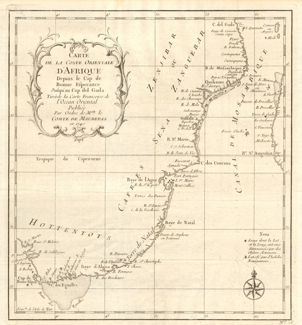 Coste Orientale d’Afrique…' South Africa. Mozambique channel. BELLIN 1746 map (1 of 1)
