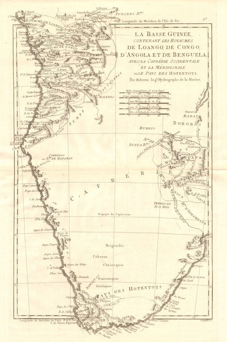 La Basse-Guinée… Loango, Congo, AngoIa & Benguela Southern Africa BONNE 1790 map (1 of 1)