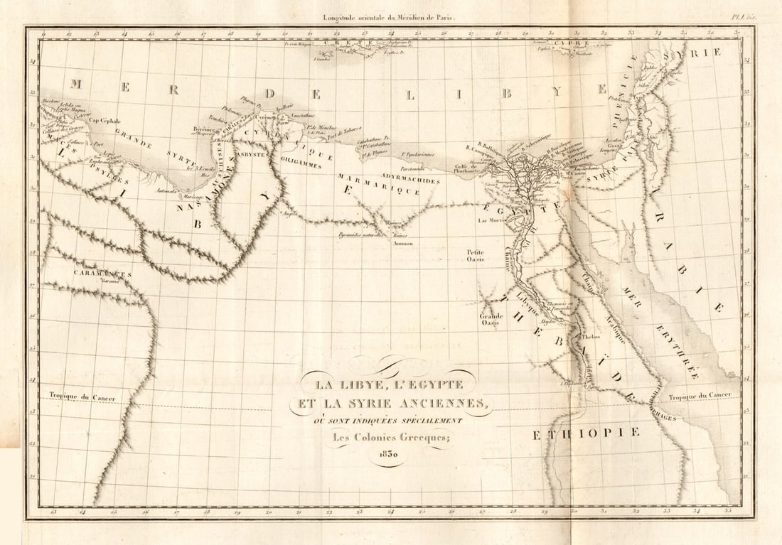 ANCIENT NORTH AFRICA. Greek colonies. "La Libye, L'Egypte…". TARDIEU 1830 map (1 of 1)