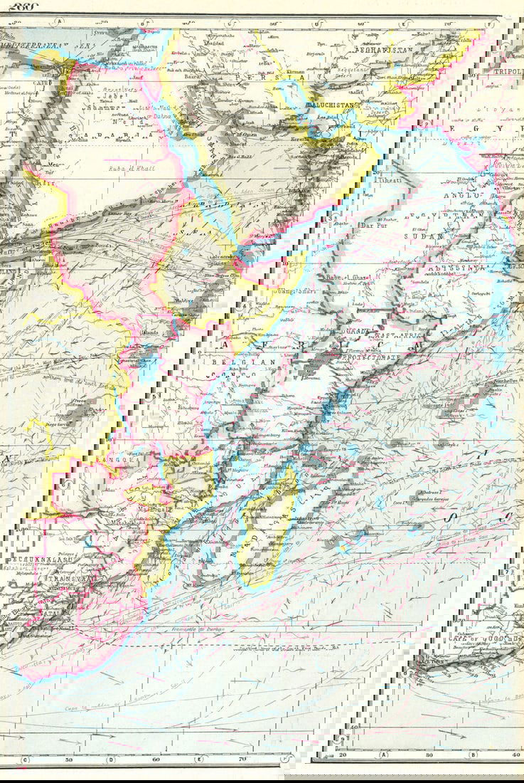 INDIAN OCEAN WEST. Africa. British Empire.Shows winds & ocean currents 1920 map (1 of 1)