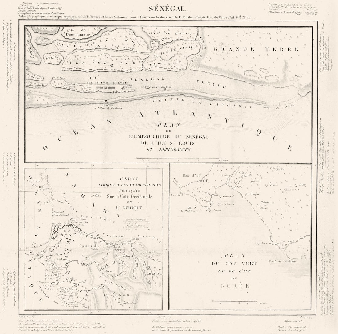 SÉNÉGAL.Embouchure;St Louis;Côte Occidentale Afrique;Cap vert;Gorée. 1830 map (1 of 1)