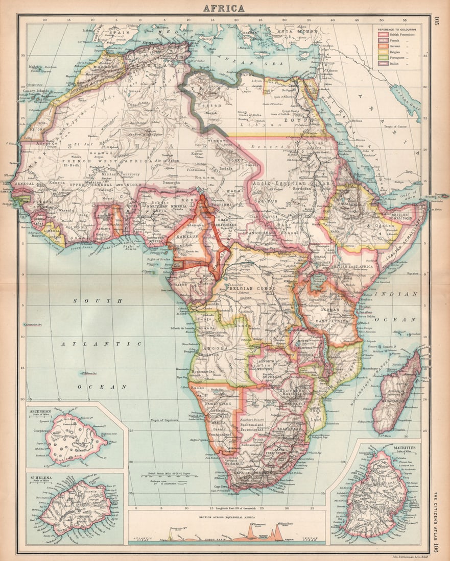 AFRICA shows 1911 Neukamerun border changes. Equatorial cross section 1912 map (1 of 1)
