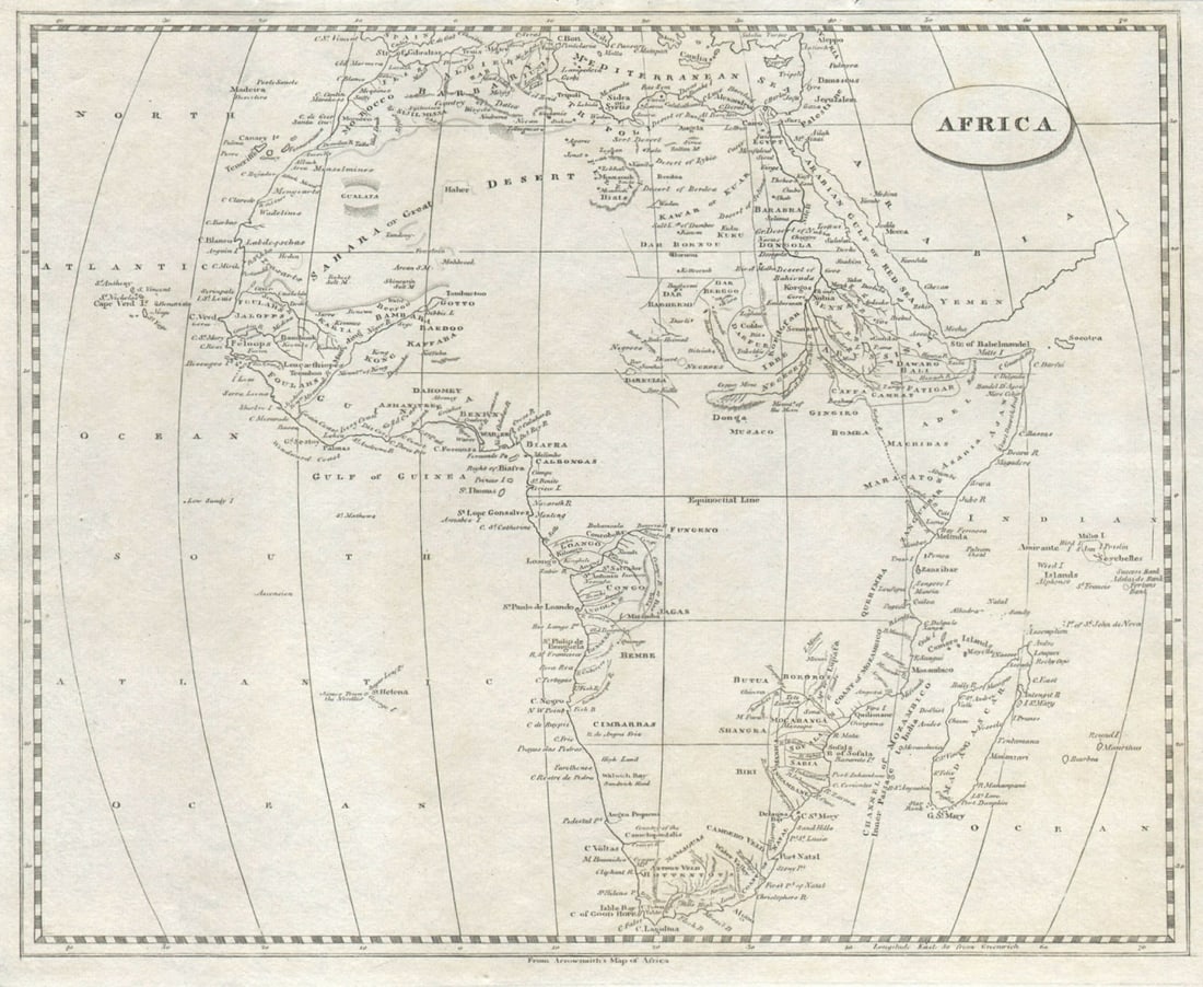Africa by Arrowsmith & Lewis 1812 old antique vintage map plan chart (1 of 1)