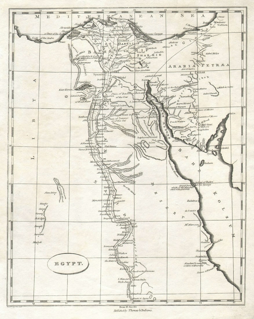 Egypt by Arrowsmith & Lewis 1812 old antique vintage map plan chart (1 of 1)