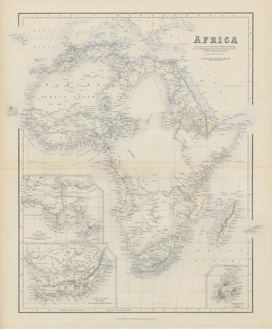 Africa inc. discoveries of Livingstone Barth Vogel Chadda Exp. SWANSTON 1860 map (1 of 1)
