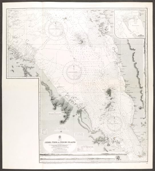 Red Sea. Bab-el-Mandeb Straight. Admiralty nautical sea chart. Eritrea 1930 map (1 of 1)