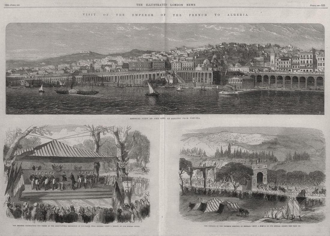 French Emperor in Algeria. Algiers view. Bou-Faik farming expo. Medeach 1865 (1 of 1)