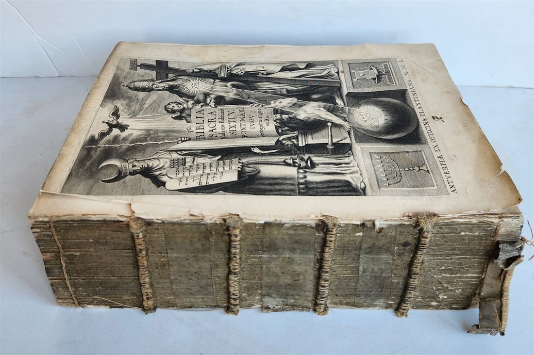 1650 BIBLE in LATIN by PLANTIN antique Old & New Testament BIBLIA SACRA 17th C. - 2