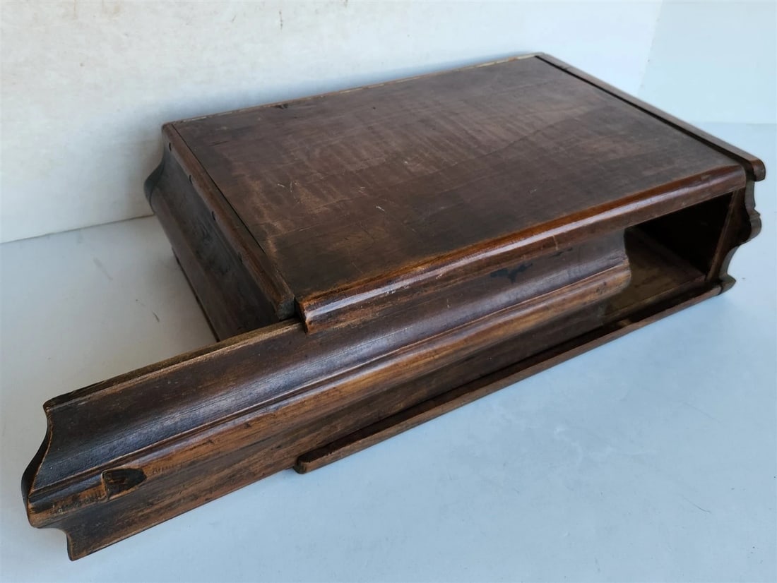 1790 BIBLE BOX HAND CARVED WOOD antique RARE SHAPE - 8