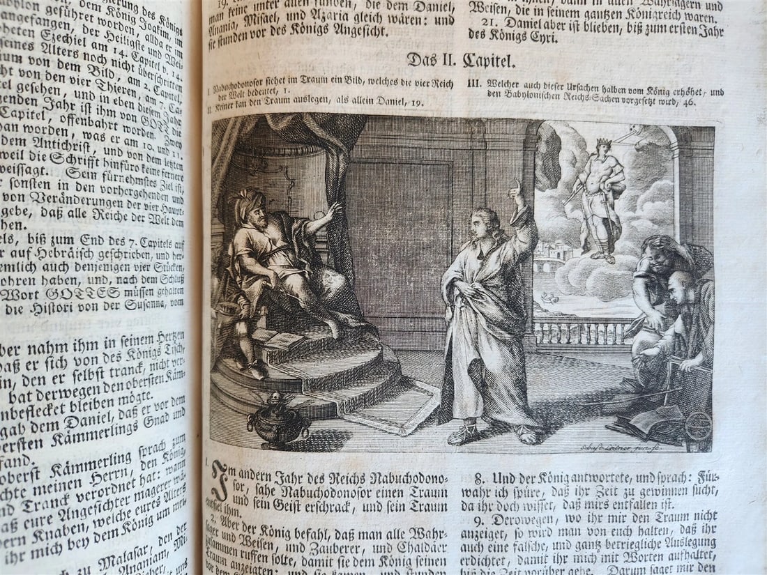 1763 BIBLE in GERMAN antique PIGSKIN BOUND FOLIO ILLUSTRATED w/ 212 ENGRAVINGS - 14