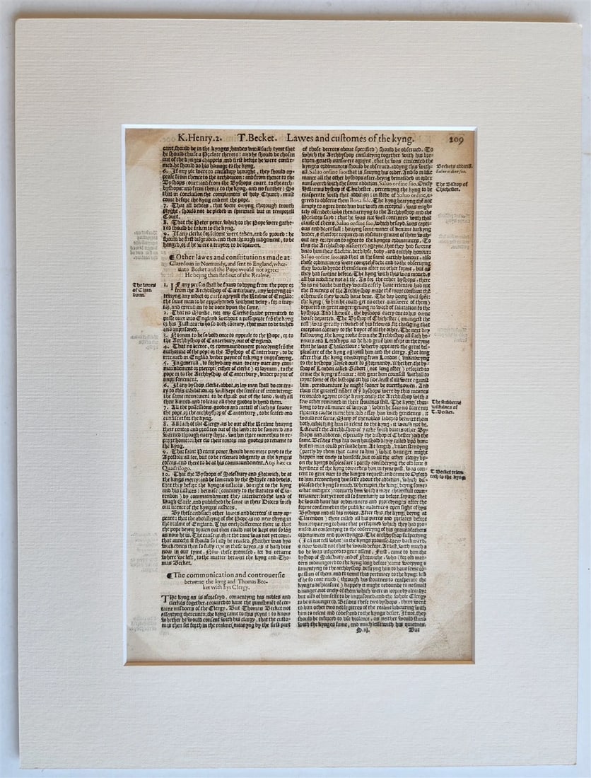 1576 LEAF from ACTES AND MONUMENTS OT THE MARTYRS in ENGLISH antique (1 of 4)