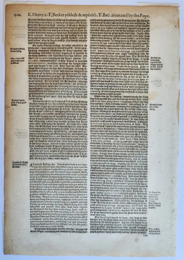 1576 LEAF from ACTES AND MONUMENTS OT THE MARTYRS in ENGLISH antique - 3