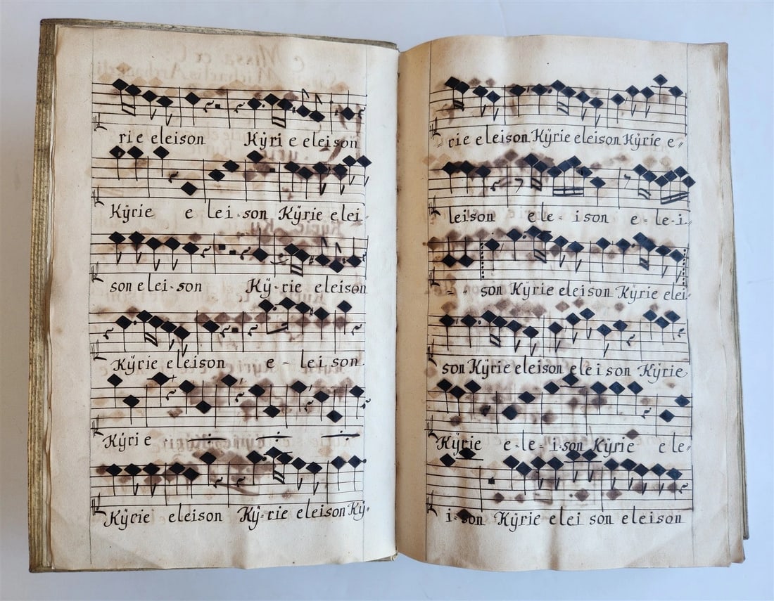 1725 MUSICAL MANUSCRIPT antique AMAZING PIGSKIN BOUND IMPERIAL FOLIO - 9