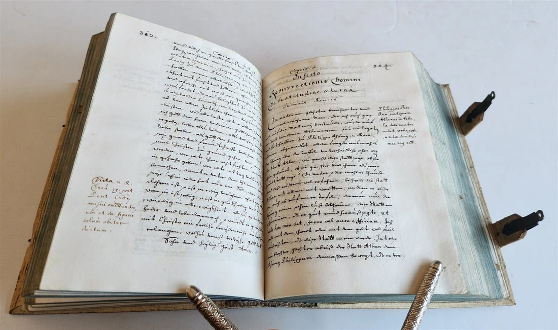 1684 MANUSCRIPT - SERMONS antique PIGSKIN BOUND by Philipp Jacob Franz AUSTRIA - 11