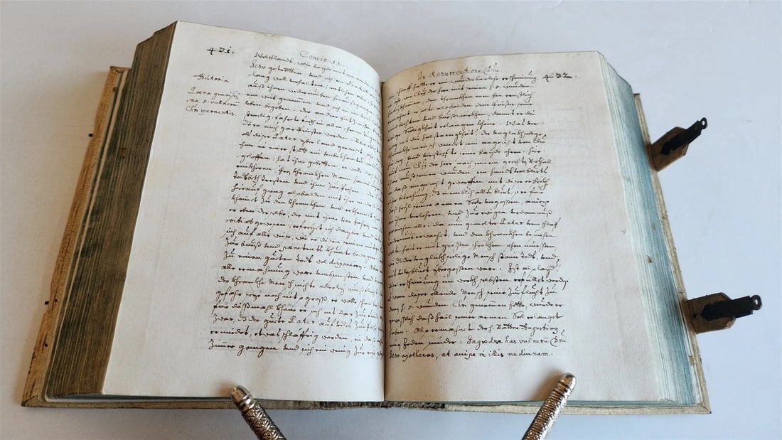 1684 MANUSCRIPT - SERMONS antique PIGSKIN BOUND by Philipp Jacob Franz AUSTRIA - 12